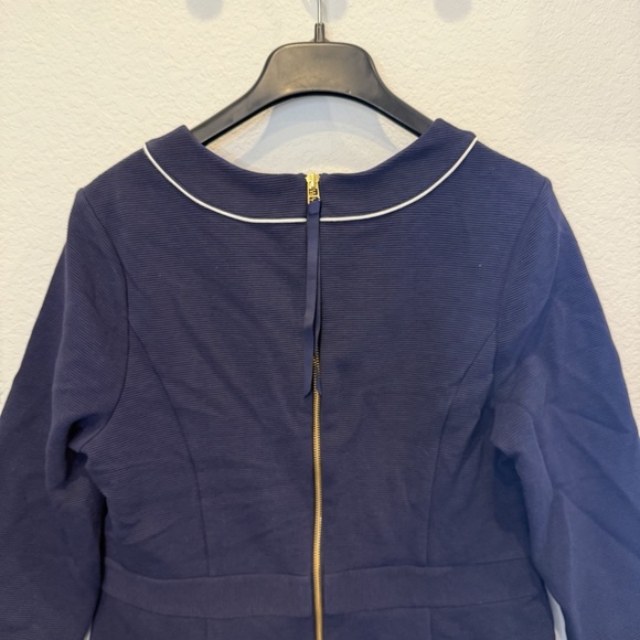 Biden Mia Ottoman Navy Midi Sheath Dress Women's Sz 14 Classic Preppy Academia - Picture 6 of 7